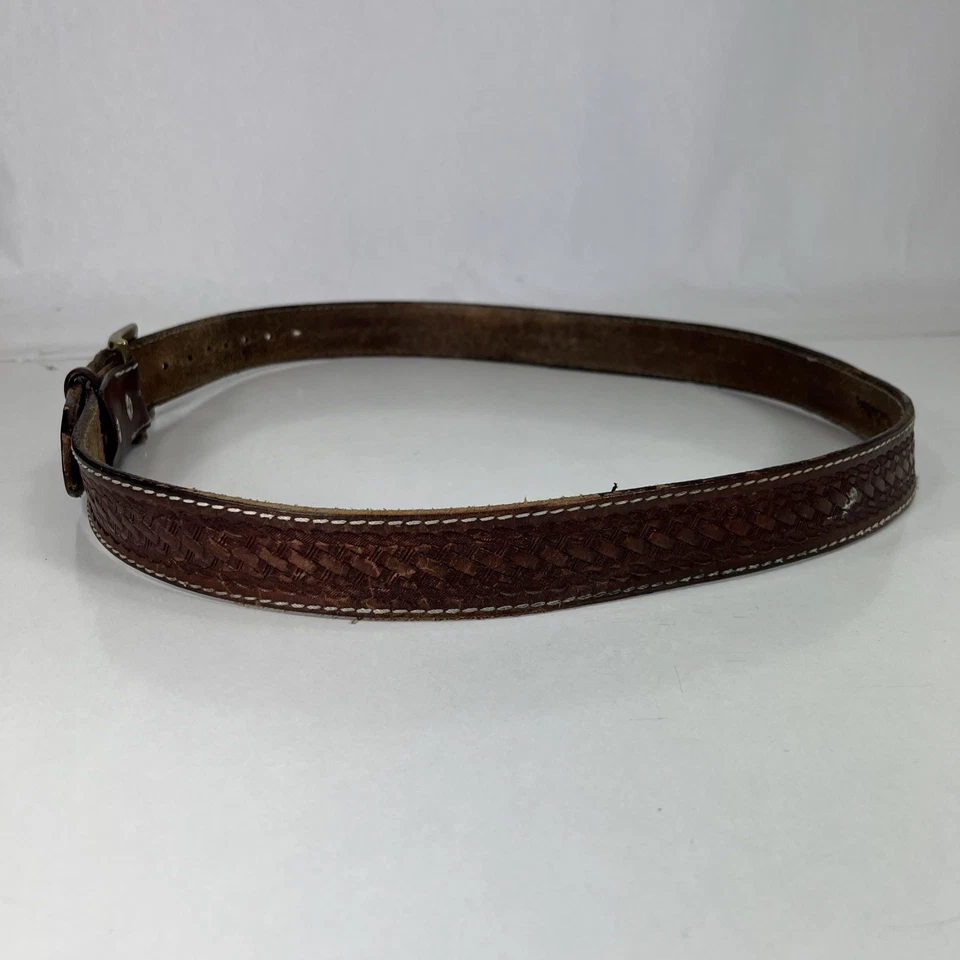 Cinturón Western Cabela's Cuero Tejido de Cesta Marrón - Para Hombre Talla 44 Foto 3 de 4