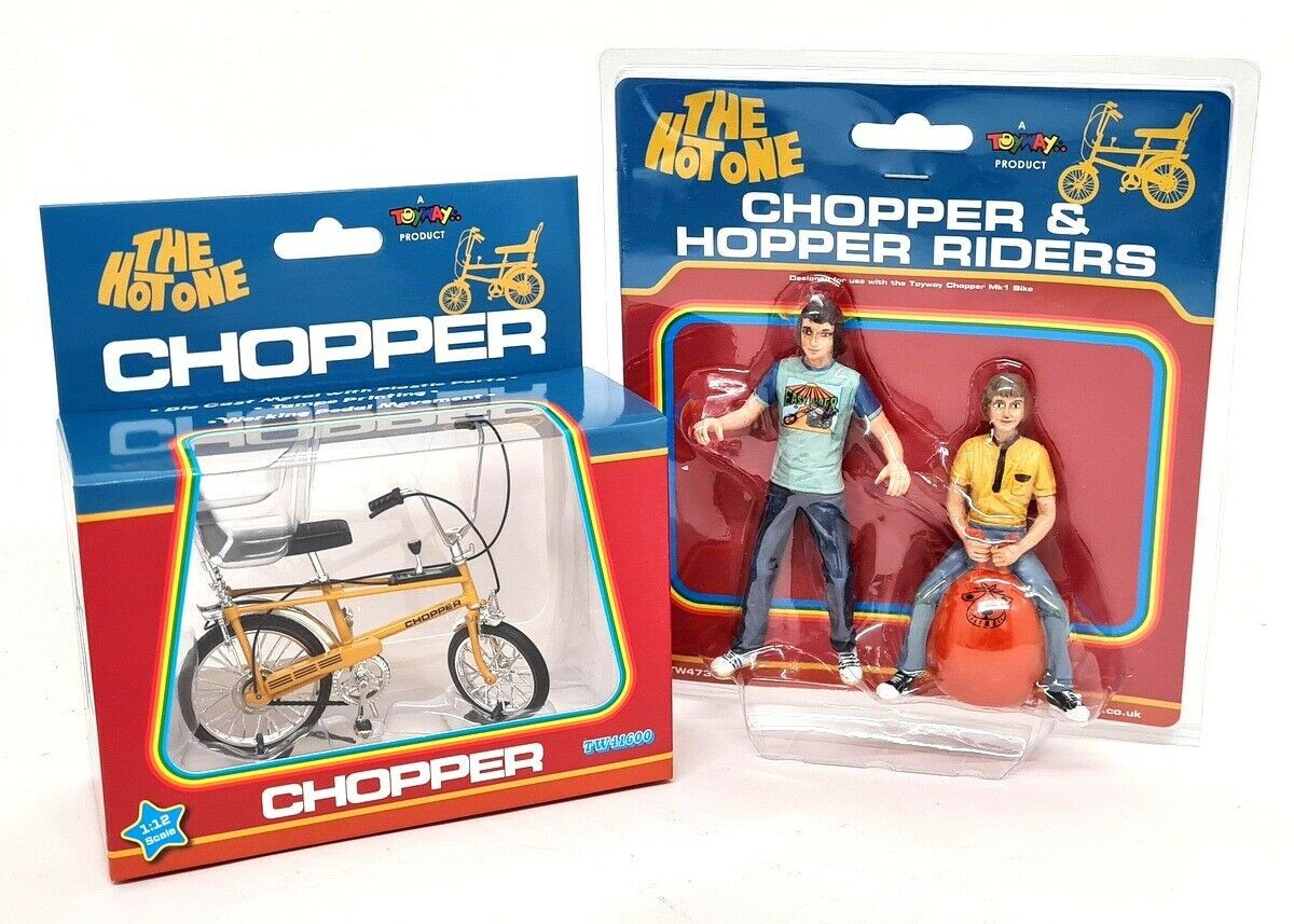Toyway 1/12 - Chopper 70's Bicycle Retro Kids Rider and Space Hopper Set Yellow