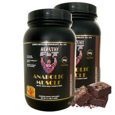 2 Pack- Healthy N Fit Anabolic Muscle (Chocolate) 3.5lb 90g Sustained Proteins