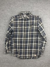Carhartt Shirt Mens Medium Blue Gray Plaid Relaxed Fit Snap Front Work 101296