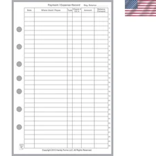 Rustic Mahogany 7-Hole Payment/Expense Record for 7-Ring Notebooks - 50 Sheets