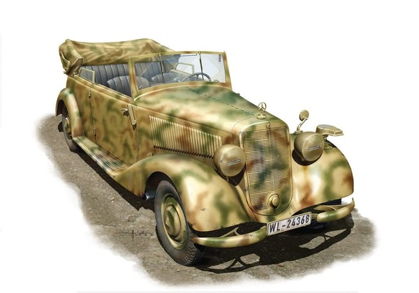 Miniart 1:35 Schaal Duitse Personeel Auto 170V Cabrio Plastic Model (Us Import)-image