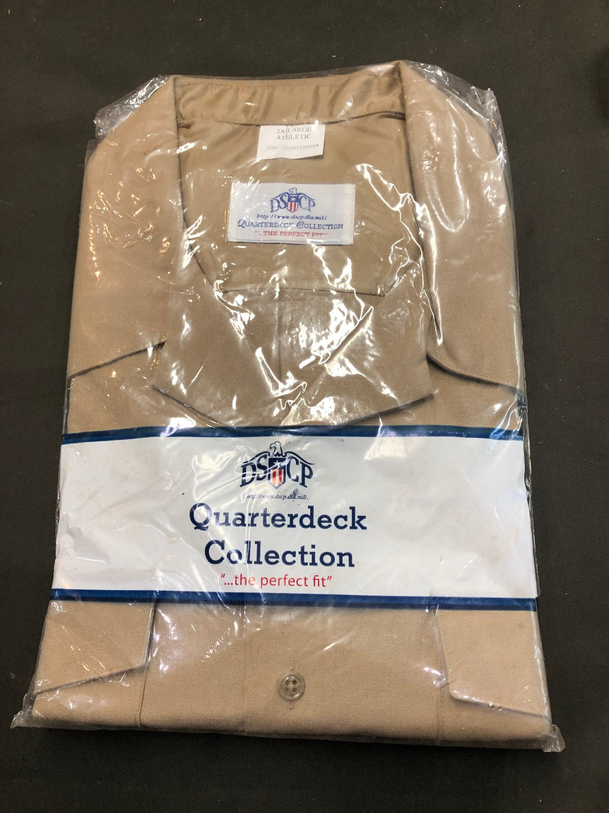 NEW DSCP Quarterdeck US NAVY SS Khaki Service Uniform Shirt Mens 2XL Athletic