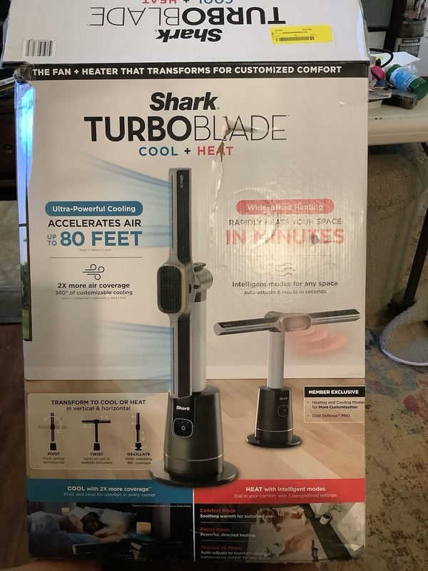 Shark TurboBlade Cool + Heat Tower Heater Fan Black TB201