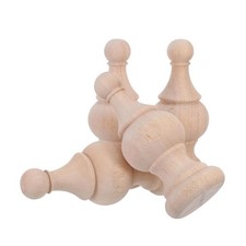 4 Pcs Wooden Decorative Capital Post Finial Curtain Rod Finials Stair Baluster