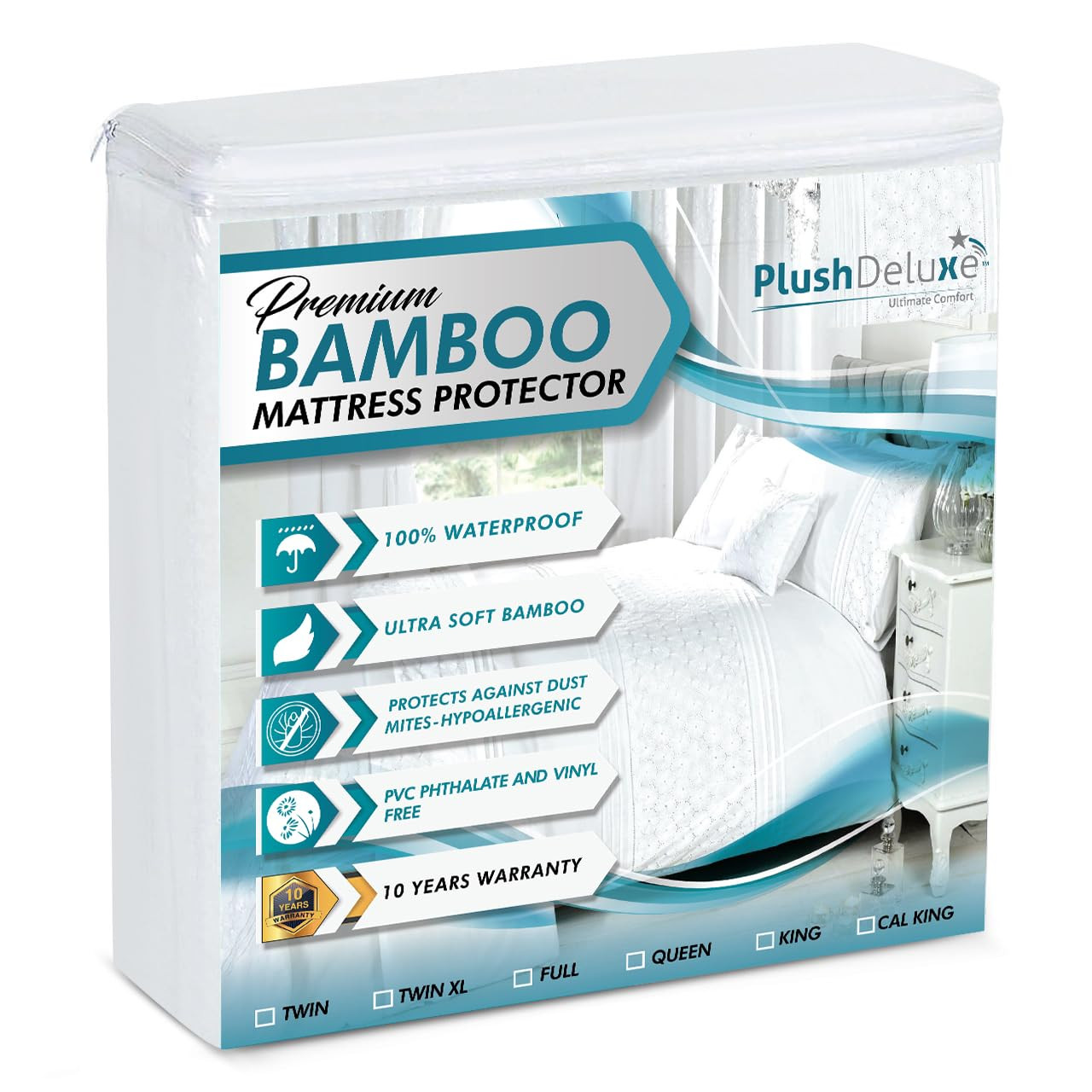 Premium Bamboo Mattress Protector – King Size, Waterproof, & Ultra Soft Breat...