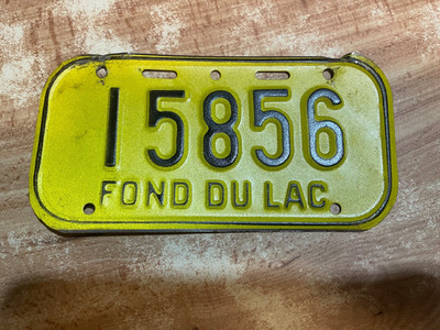 1980 FOND DU LAC WISCONSIN BICYCLE LICENSE PLATE SCHWINN BIKE WI 80 15856