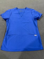 FIGS Technical Collection Scrub Top Womens XS Blue Side Slit Stretch Medical