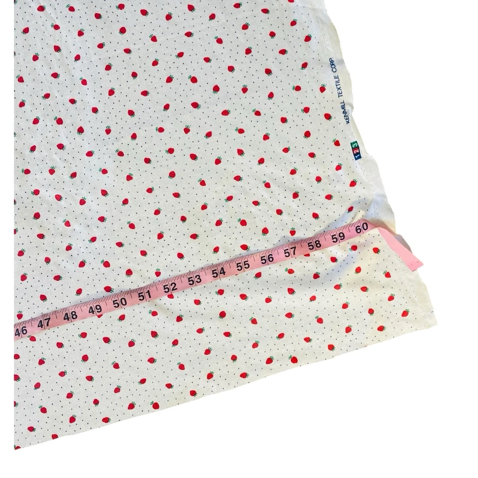 VINTAGE Kenmill Textile Corp. Strawberry & Polka Dot Knit Fabric Scraps - Image 3 of 4