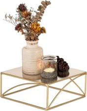 Gold Square Cake Stand 8 Inch Metal Dessert Pedestal Food Display Riser Candy