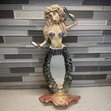 Rare Blue Sky Clayworks Mermaid Mirror Tealight Candle Holder Heather Goldminc