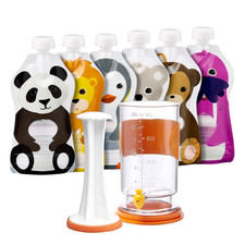 The Filling Station: Food Pouch Filler  6 Large 5 Oz Reusable Pouches for Baby