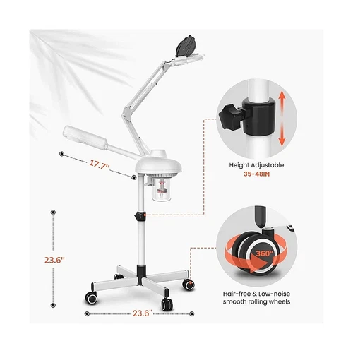 TASALON 2-n-1 Professional Facial Steamer 5X Magnifying Lamp Esthetician Steamer