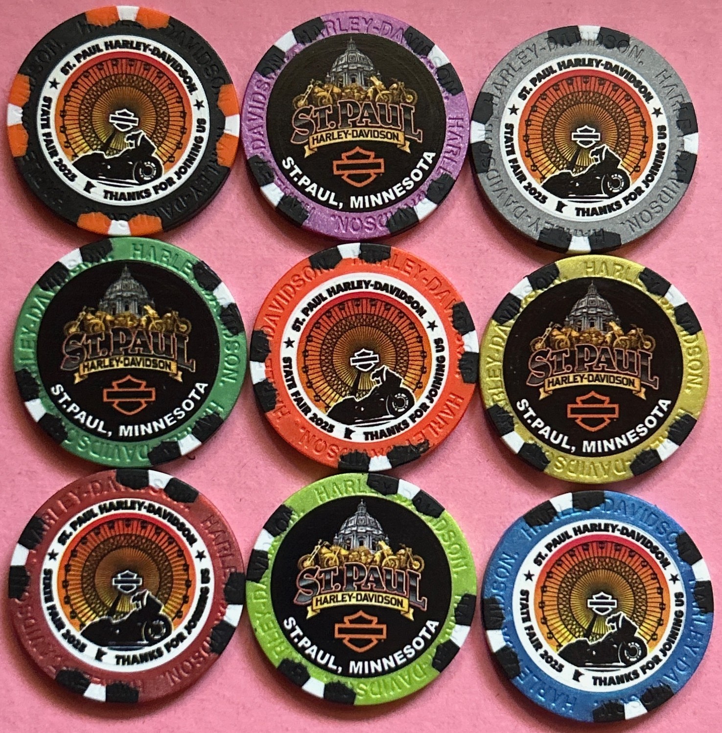 Harley Davidson Wide Print Poker Chip Minnesota State Fair 2025 St Paul (Pick 1)
