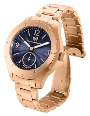 TechnoMarine Unisex TM-818003 MoonSun Rose Gold Tone 42mm Watch with Blue Dial