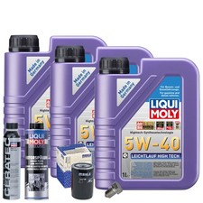 Motoröl 5W40 LIQUI MOLY 3L+MAHLE Ölfilter+Spülung+Cera Tec+Ölablassschraube