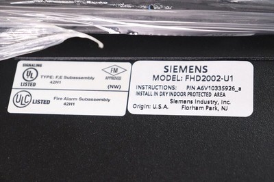 Siemens Pyrotronics Fire Terminal Back Box Panel Black FHD2002-U1