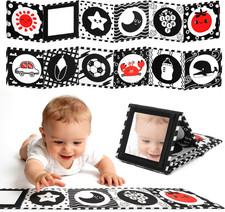 High Contrast Baby Toys for Newborn Black and White Tummy Time Toy Baby Mirror