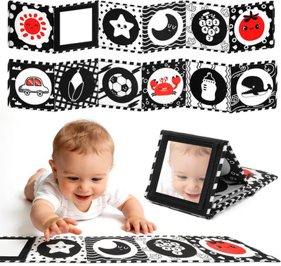 High Contrast Baby Toys for Newborn   Black and White Tummy Time Toy Baby Mirror