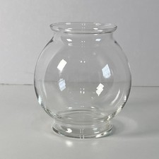 Vintage Retro Clear Glass Fish Bowl Bubble Vase 4.5" Round Terrarium Planter