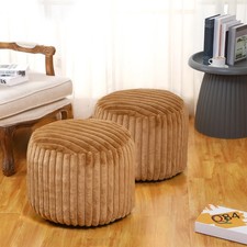 2 Pcs 20 x 15 Inch Unstuffed Pouf Cover Ottoman Foot Rest - No Filler, Faux R...