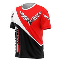 Custom Name Men's Corvette Logo C7 Racing Team 3D Red Black T-Shirt S-5XL