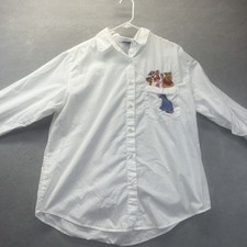 Disney Winnie The Pooh Embroidered Button Down L White Long Sleeve Pocket