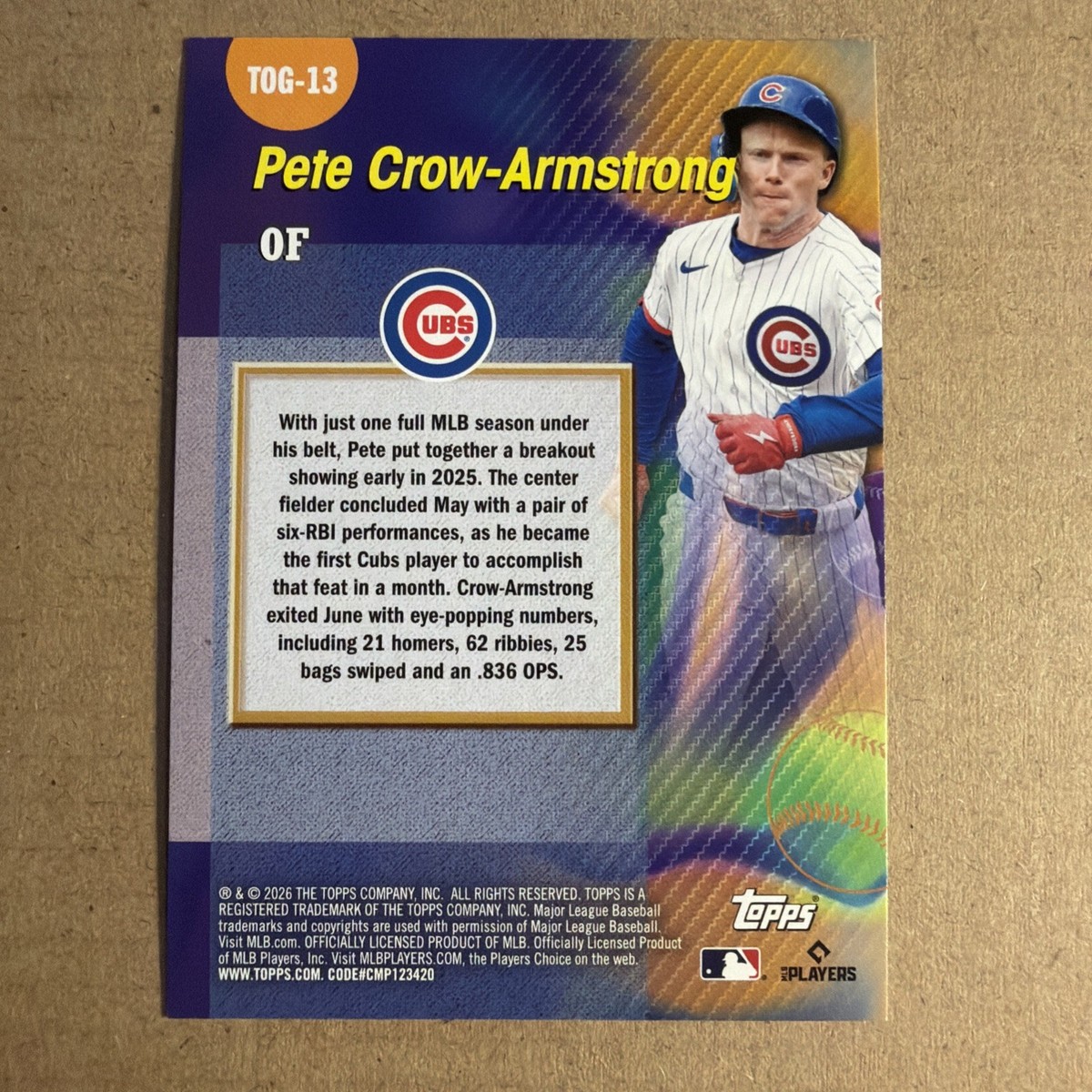 2026 Topps #TOG-13 Pete Crow-Armstrong Titans of the Game Account
