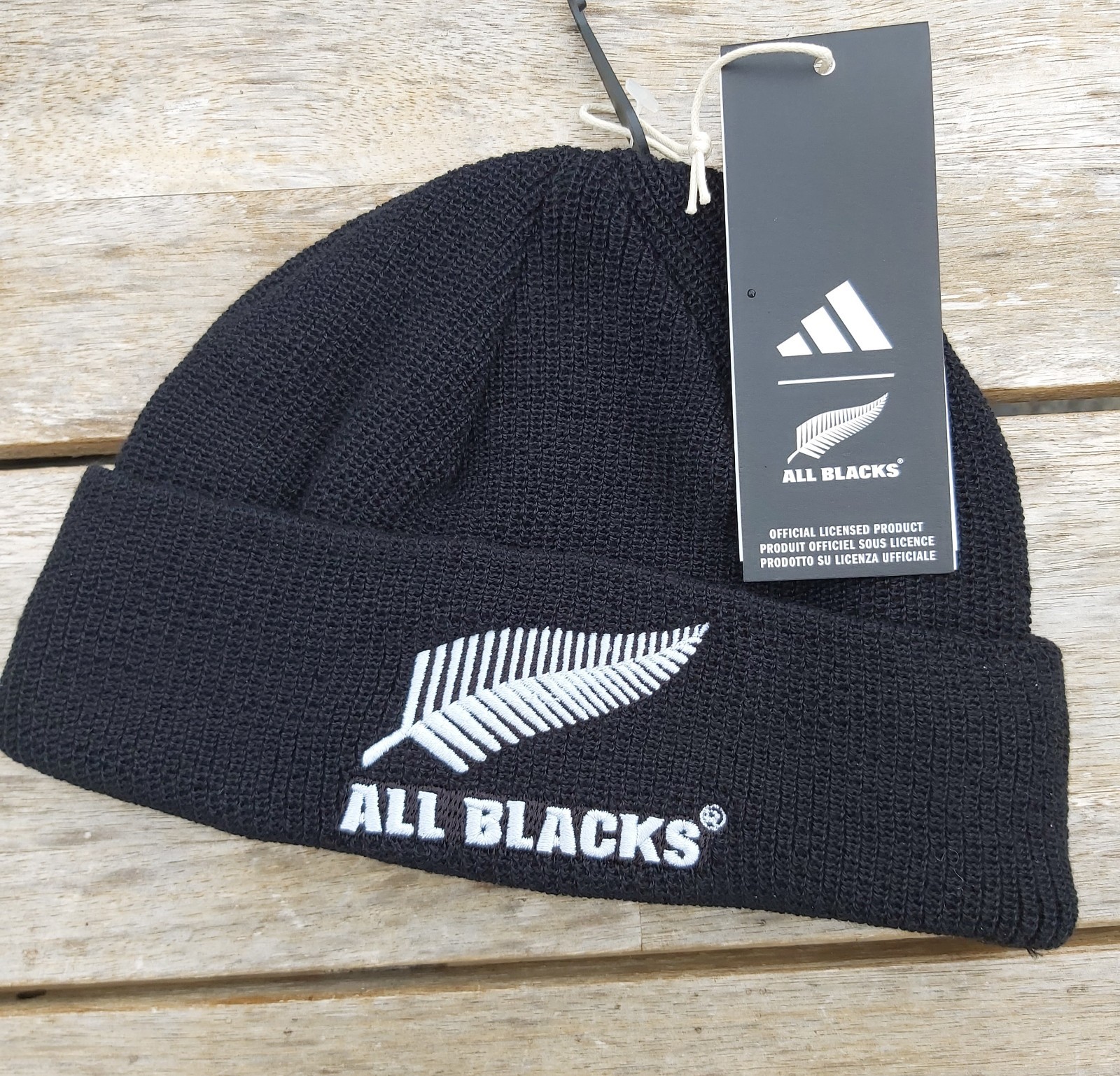 M Official ADIDAS ALL BLACKS Rugby FISHERMANS BEANIE Hat New Zealand JY6265