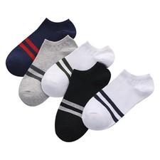 5 Pairs Ankle Striped Breathe Solid Sport Men Cotton Socks Anti odor For Men