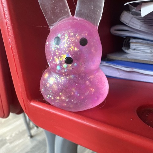 Pink Glitter Bunny Squeeze Ball Glitter Filled Stress Reliever Toy