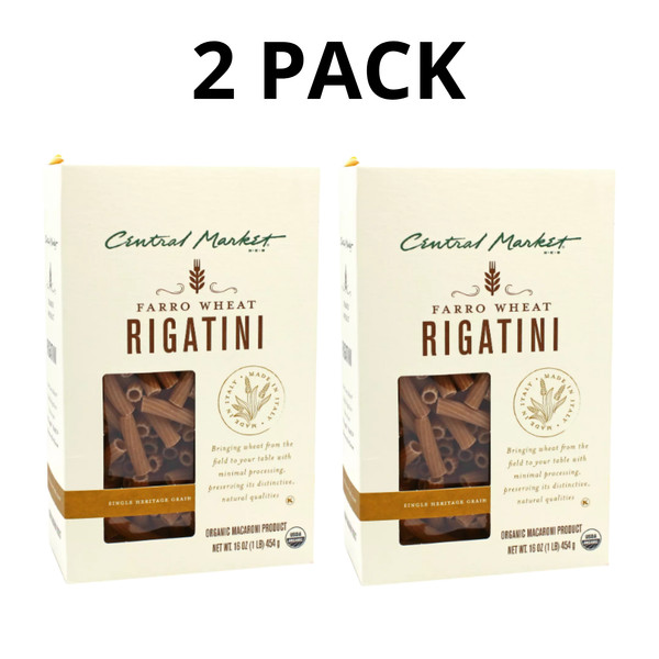 Central Market Farro Wheat Rigatini Pasta 16oz - PAQUETE DE 2