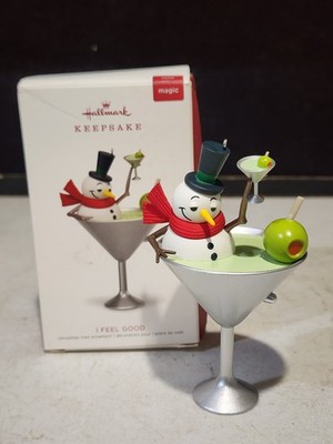 2018 Hallmark Keepsake I Feel Good Snowman in Martini Drink Christmas Ornament