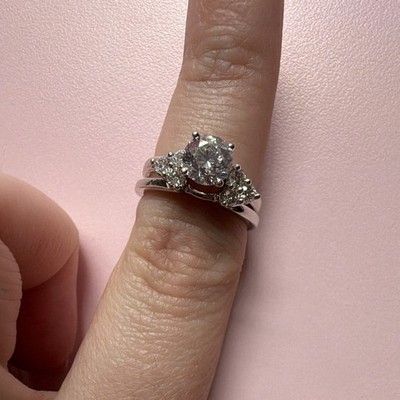 Leo Schachter 14k White Gold 3-Stone Round Diamond Ring 1.05ctw Sz 7 GSI