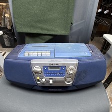 Sony CFD-V177 Blue Boombox CD Cassette Radio AM/FM Mega Bass Headphone Jack