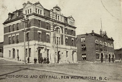 1907 New Westminster BC Post Office & City Hall Canada Postcard British Columbia
