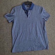 Hugo Boss medium Slim Fit mercerised polo shirt button collar blue formal