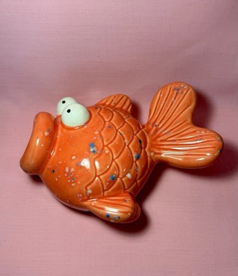   Rebecca Maynard Orange Fisch Handarbeit Keramik Wandbehang Deko
