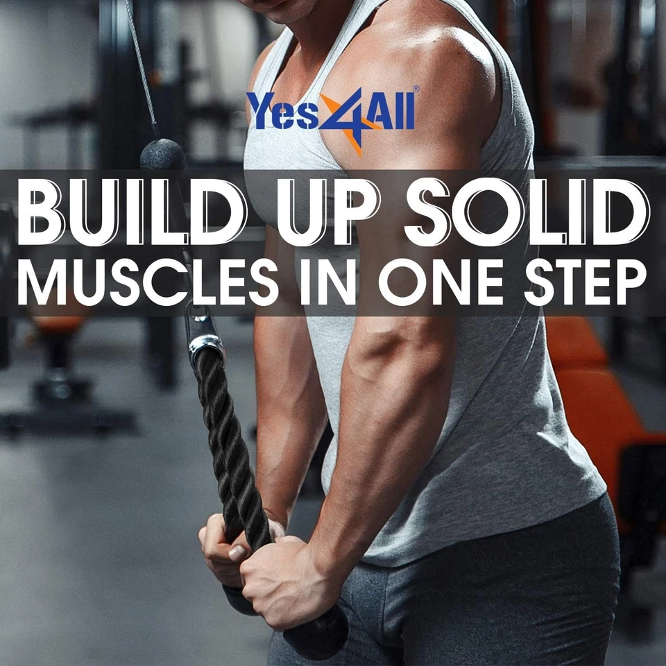 Cuerda de tríceps Yes4All - Accesorio de máquina de ejercicio presionar hacia abajo - Longitud de cuerda de 27" Foto 4 de 4