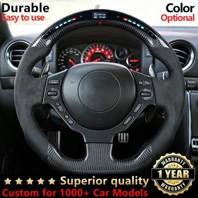 Carbon Fiber LED Alcantara Sport Steering Wheel Fit Nissan GT-R R35 2007-2016.