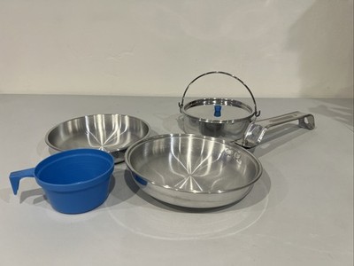 TexSport 5 - Piece Heavy Duty Aluminum Mess Kit Camping Cooking Pans Cup New