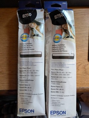 2 Genuine EPSON 8750 Ink Ribbon Cartridge for LX-300/300+/300+II C13S015517 NIB