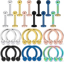 Kridzisw 14G Lip Rings Studs Snake Bites Piercings Surgical Steel...