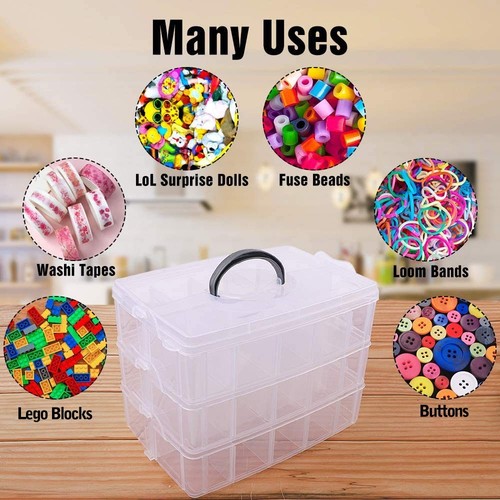 3-Tier Stackable Storage Container Box with Dividers-30 Compartments, Bead Or... - Picture 4 of 7