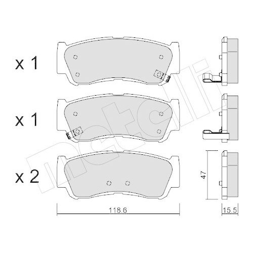 Plaquettes de frein Metelli 22-0788-0 pour disques de voitures Hyundai et Kia