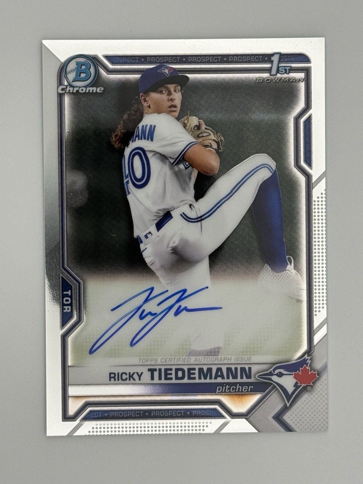 Ricky Tiedemann 2021 Bowman Draft Chrome Draft Pick Autographs #CDA-RTI AU Auto