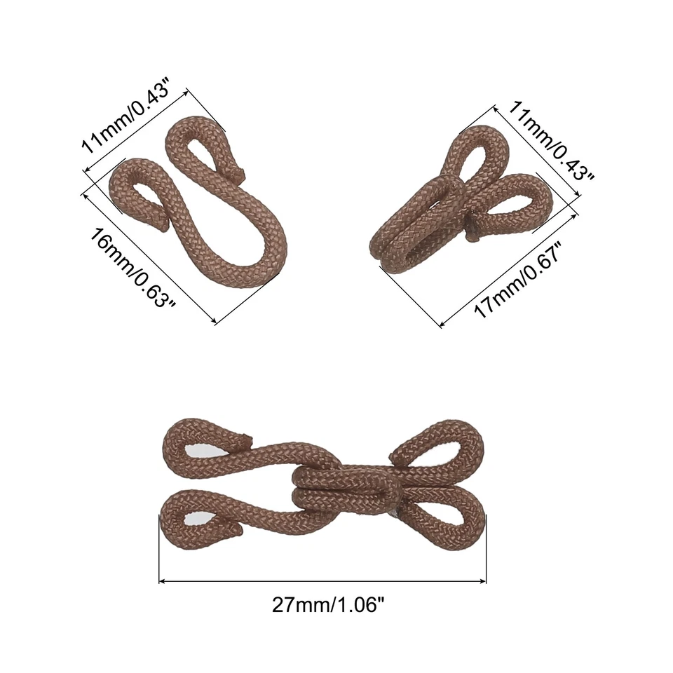 14 ganchos de coser y ojos cubiertos de poliéster marrón 27 mm de longitud Foto 2 de 4