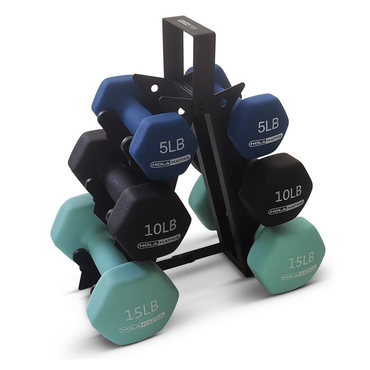 HolaHatha 5, 10, and 15 LB Neoprene Dumbbell Free Hand Weight Set