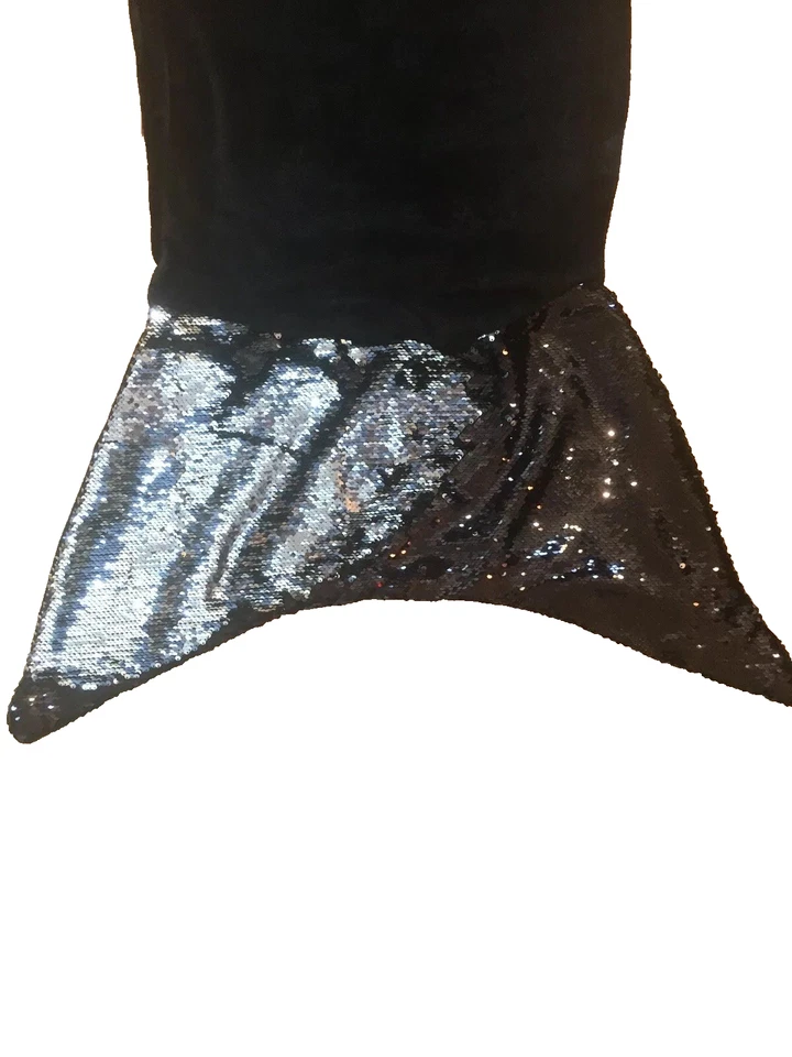 Sparkle Mermaid Tail Blanket Black Velour with Sequins -- Sized for Adults/Teens - Image 2 of 3