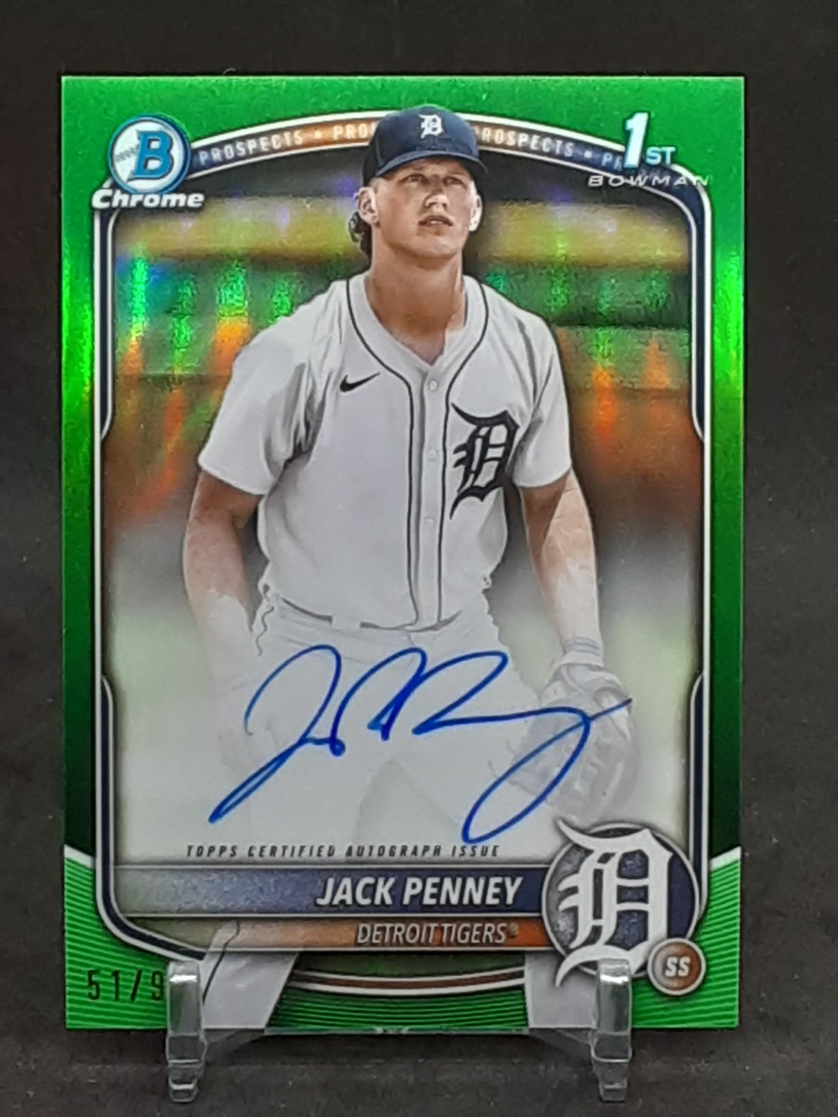 JACK PENNEY 2025 BOWMAN CHROME GREEN REFRACTOR AUTO 1ST BOWMAN #57/99 TIGERS QQ